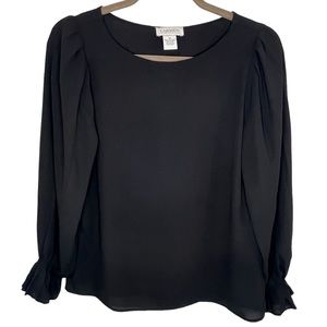 Carmen Marc Valvo black polyester long sleeve blouse XS loose *
